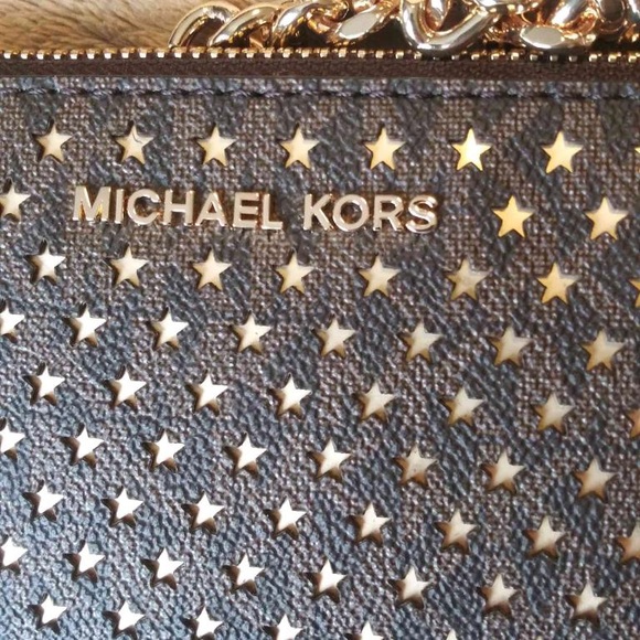 Michael Kors mini brown with gold stars and chain/strap bag. New with tags. - Picture 2 of 8